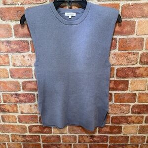 Crescent Slate Blue Ribbed Knit Sleeveless Top